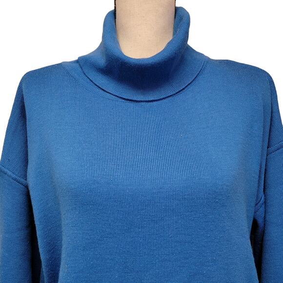 VTG 80s Obermeyer‎ Ski-T Sweater Womens Sz M Blue Wool Blend Turtleneck Winter - Picture 2 of 8